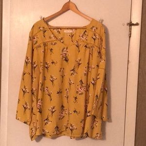 Yellow Flower Print Top